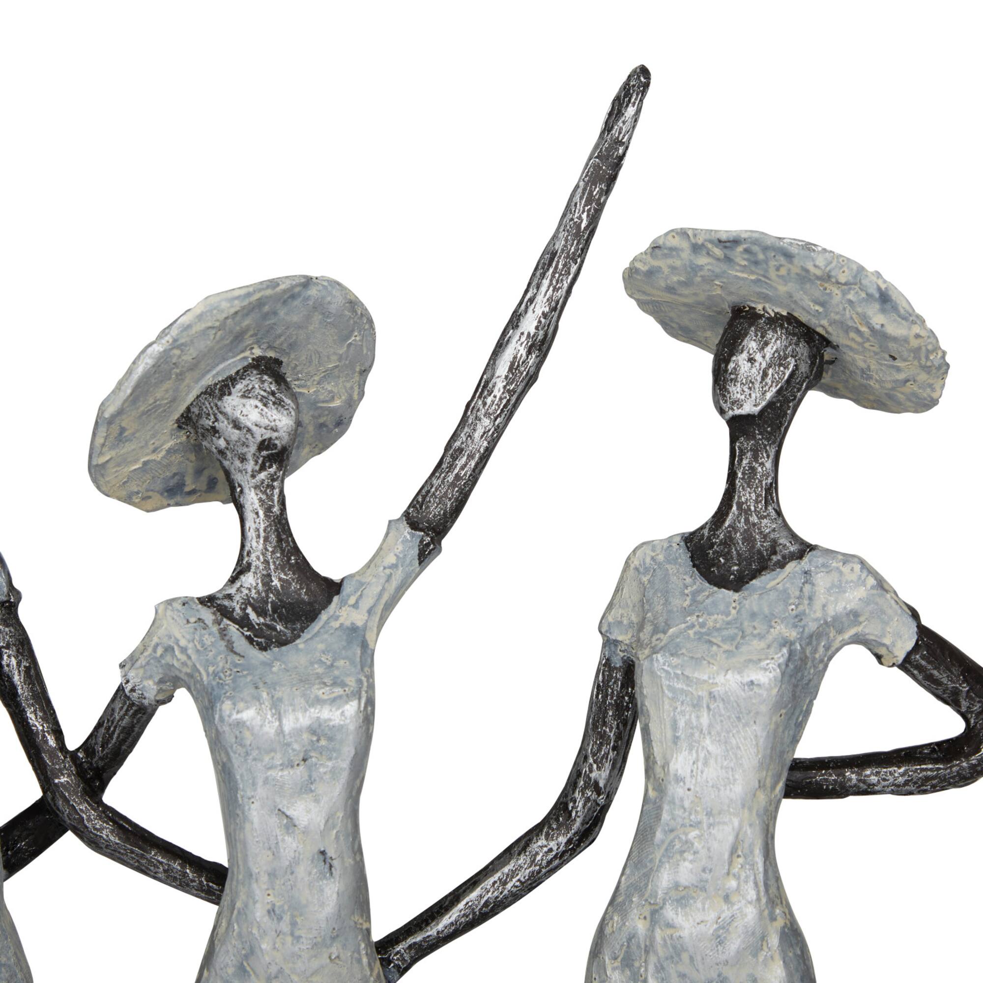 Grey Polystone Traditional Sculpture, Ladies 13" x 15" x 4"
